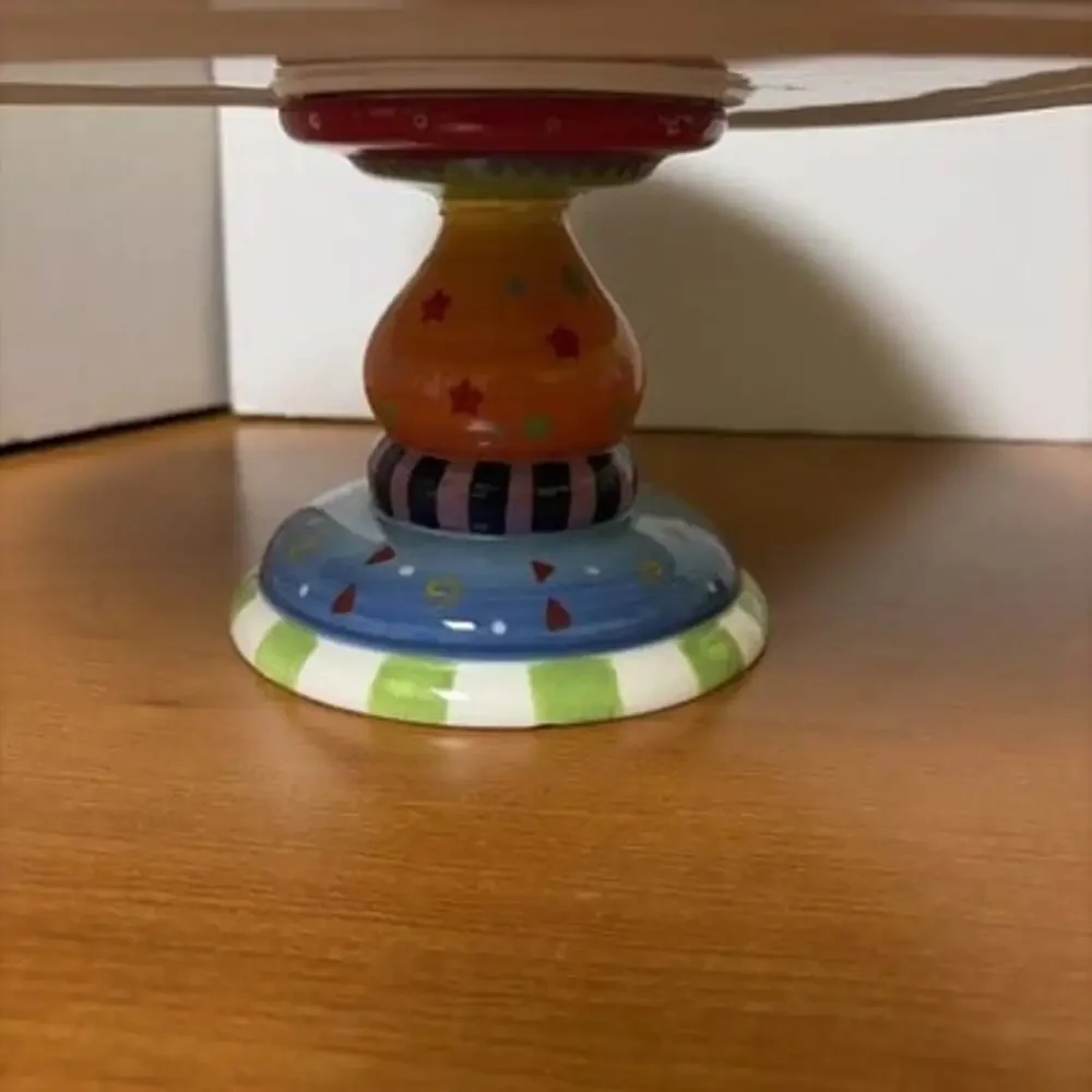 Department 56 “Happy Birthday” Heart Shaped Colorful Cake Stand